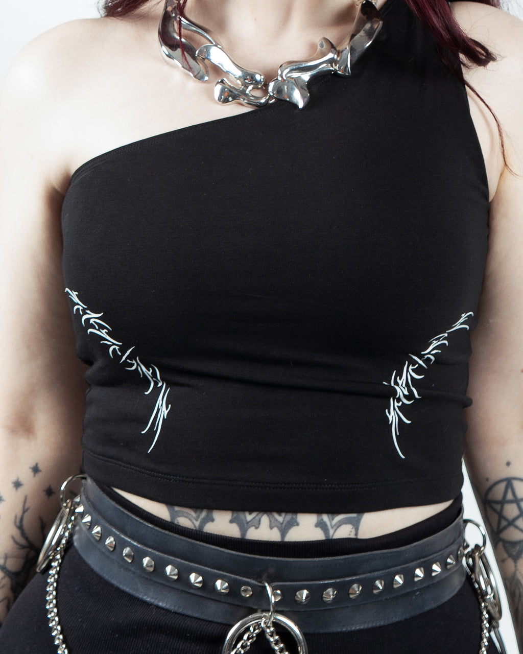 Exilium One Shoulder Crop Top