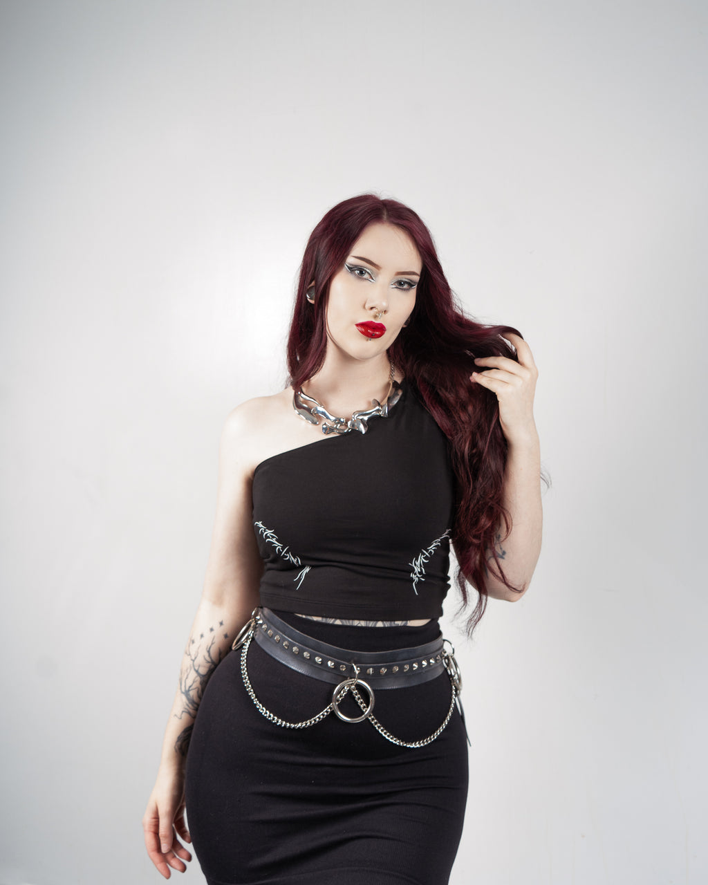 Exilium One Shoulder Crop Top